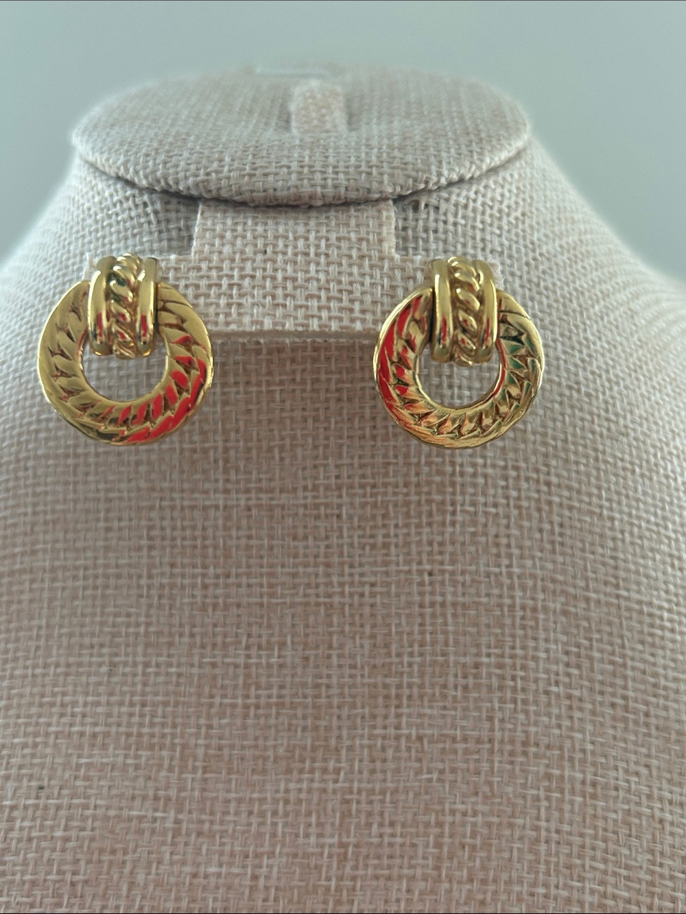 Vintage Monet Door Knocker Goldtone Earrings